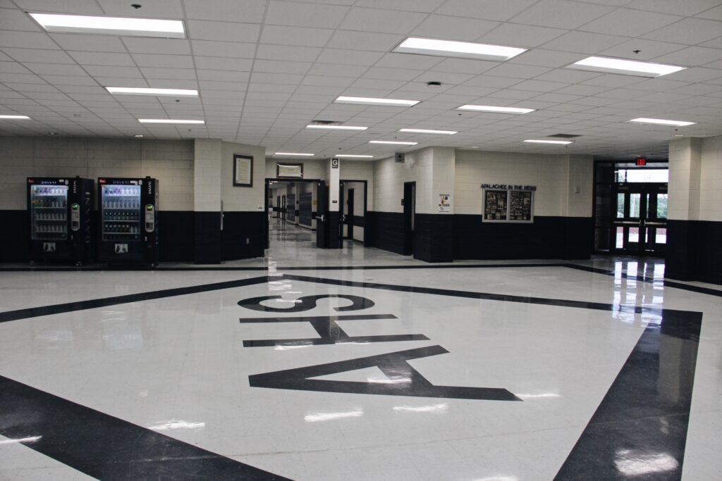 Apalachee High School Hallway with AHS Custom Tile